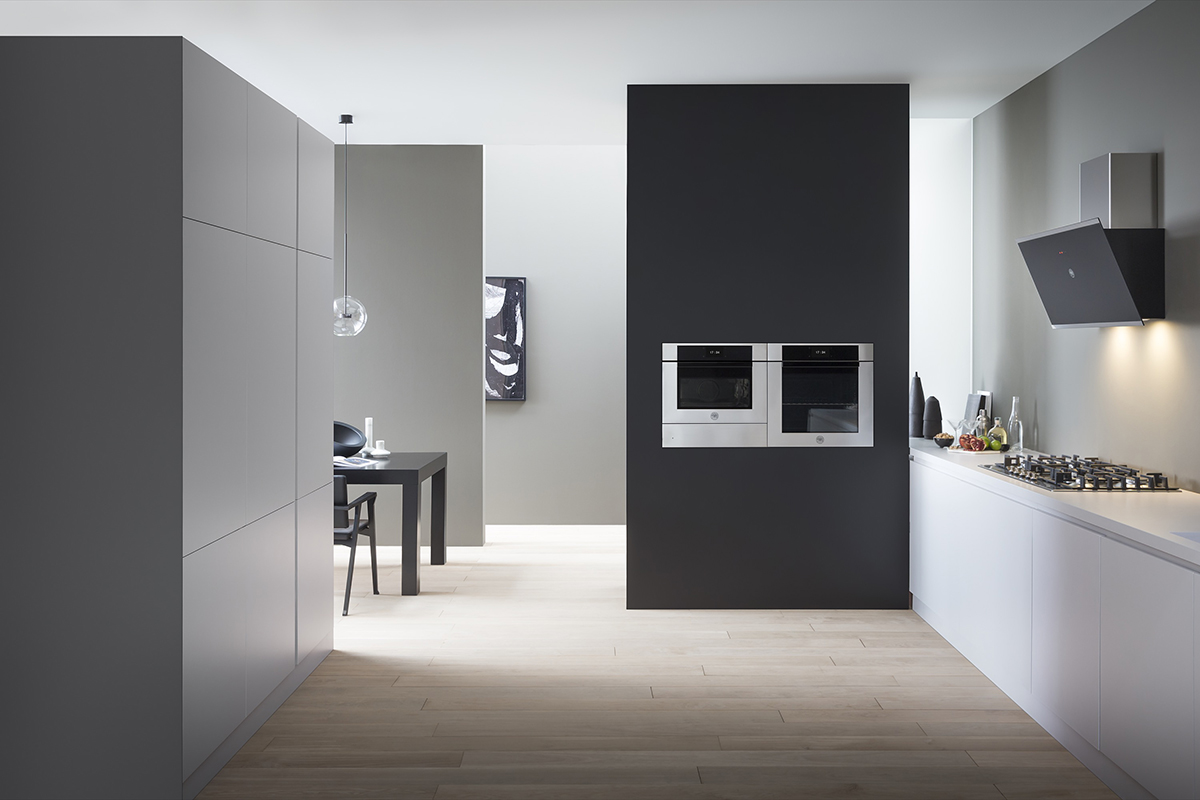 squarerooms bertazzoni modern oven kitchen black and white monochromatic minimalist
