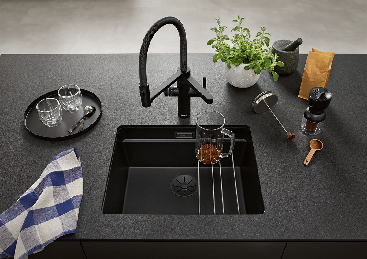 squarerooms blanco etagon 500 kitchen sink black matt stone countertop faucet tap
