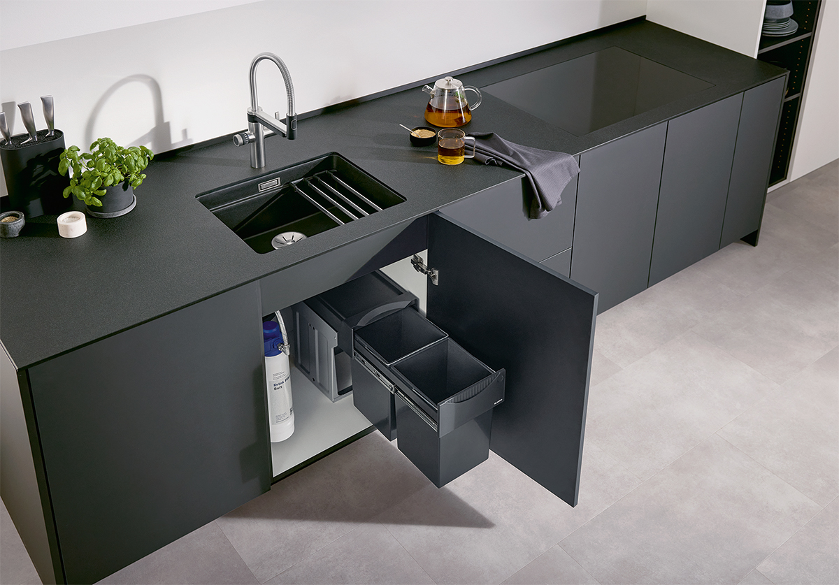 squarerooms blanco etagon 500 kitchen sink black matt stone countertop faucet tap evol s filter botton ii waste management system