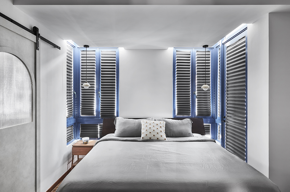 squarerooms blend by imc interior design home renovation condominium unit condo apartment flat contemporary modern style bedroom blue window frames shutters