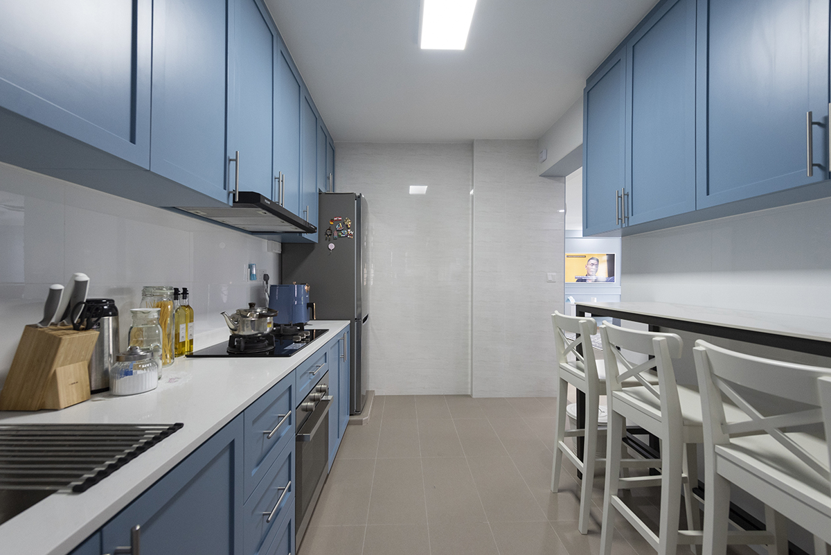 squarerooms darwin interior design home renovation apartment 4 room bto hdb flat victorian style blue kitchen cabinets