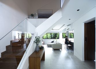 squarerooms distinctidentity hdb maisonette interior design home renovation makeover modern minimalist contemporary style staircase entryway entrance living area