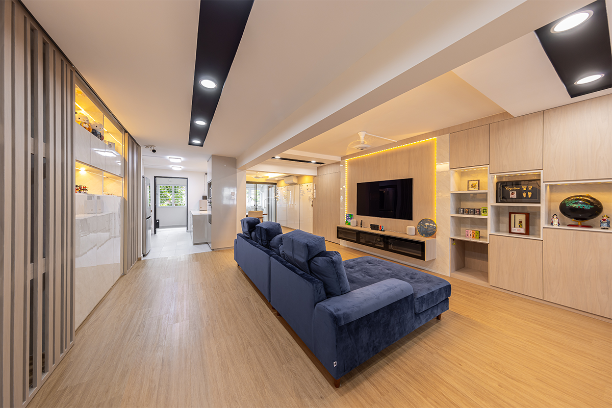 squarerooms renozone interior design home renovation jumbo hdb flat makeover modern style living room