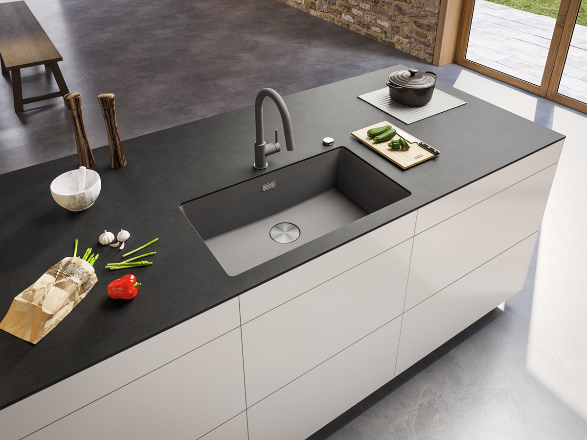 squarerooms franke maris fragranite kitchen sink washbasin bowl grey countertop