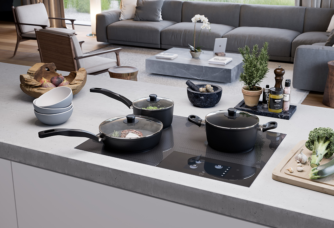 squarerooms vzug kitchen appliances fullflex induction cooktop stove pots and pans