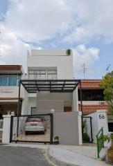 squarerooms richfield integrated home renovation interior design terraced house serangoon outside building facade car porch