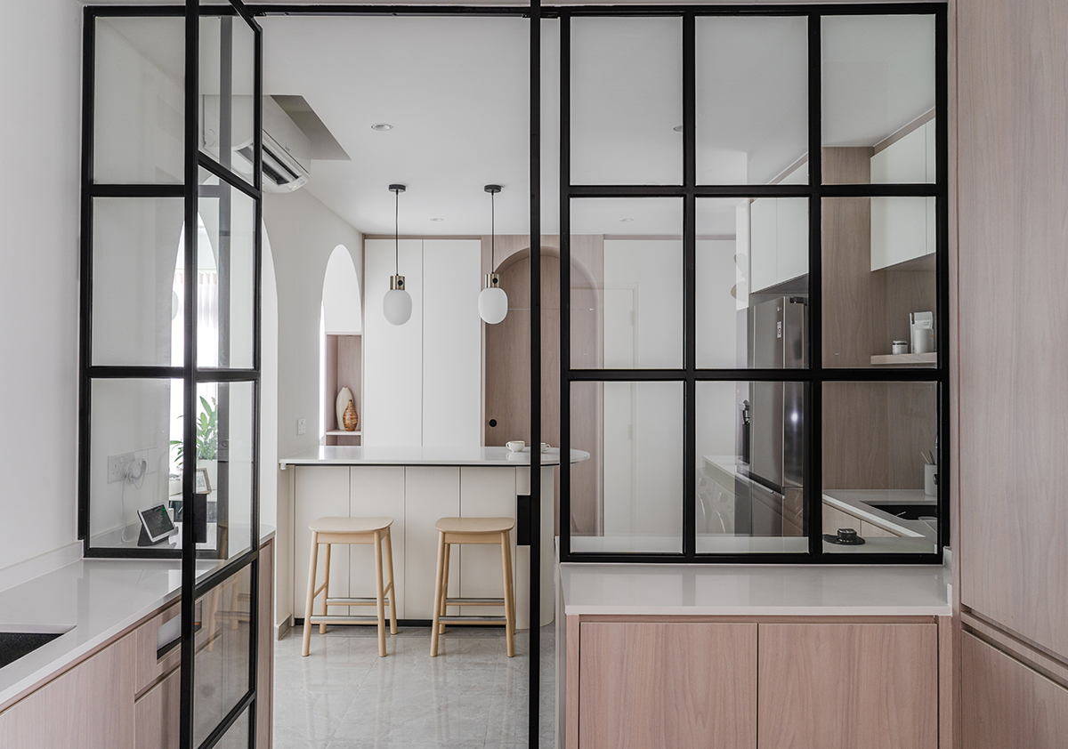 squarerooms met interior home interior renovation condominium unit condo design style scandinavian modern minimalist dry kitchen glass panels divider