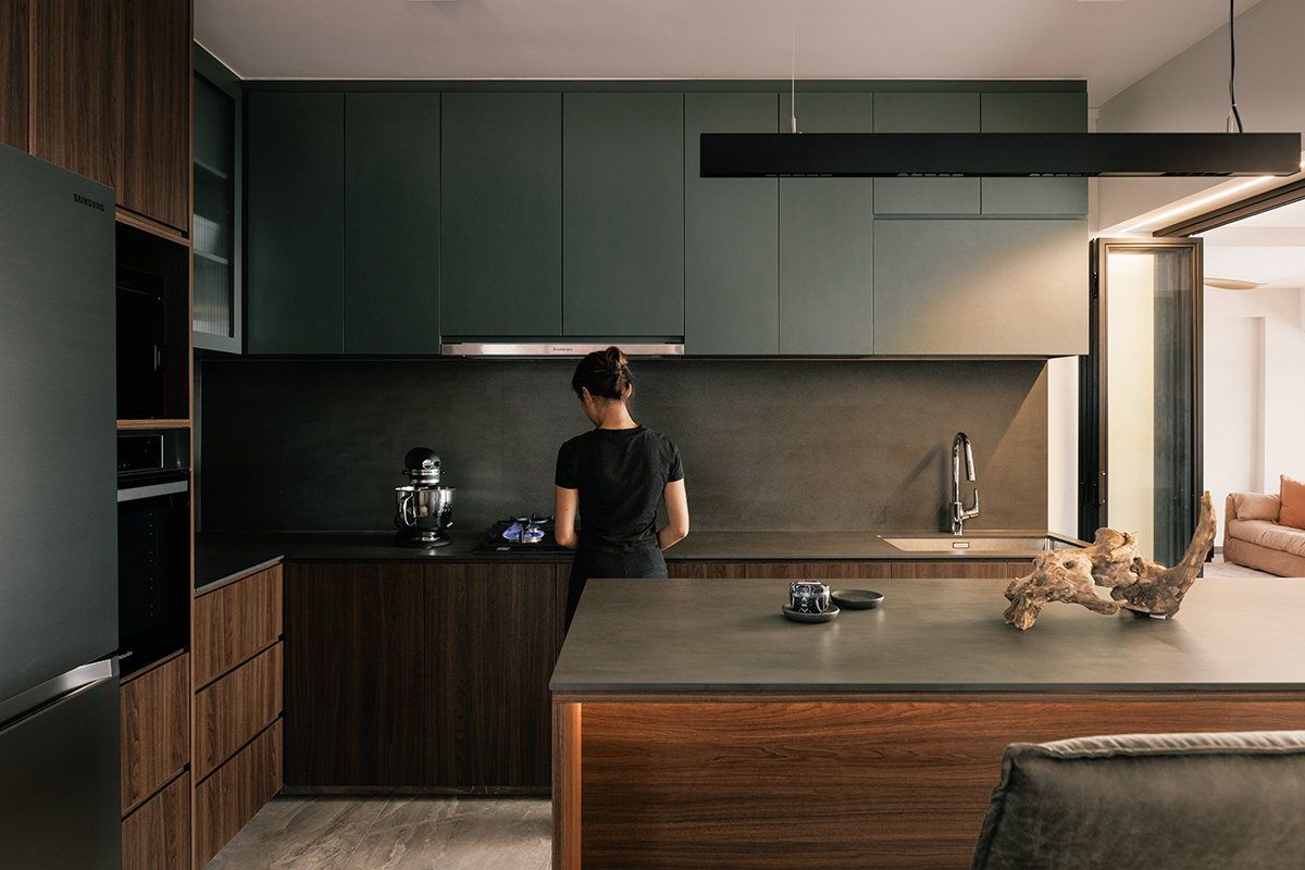 squarerooms oblivion lab executive hdb flat tampines contemporary style minimalist warm colour palette kitchen grey
