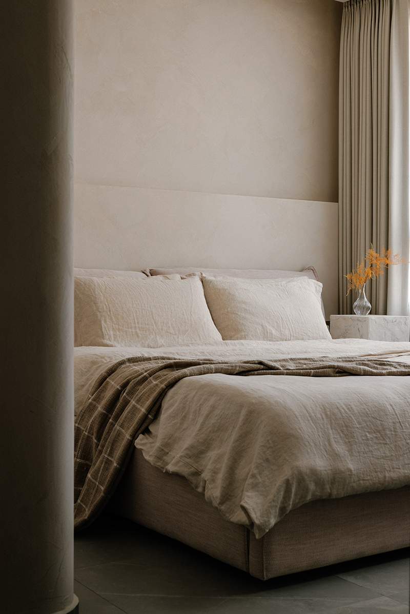 squarerooms oblivion lab executive hdb flat tampines contemporary style minimalist warm colour palette bedroom