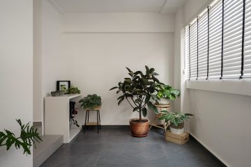 squarerooms ovon design singapore home interior design 4 room hdb makeover black and white minimalist modern aesthetic interiors style balcony entryway plants