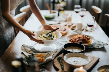 serving food at dinner table