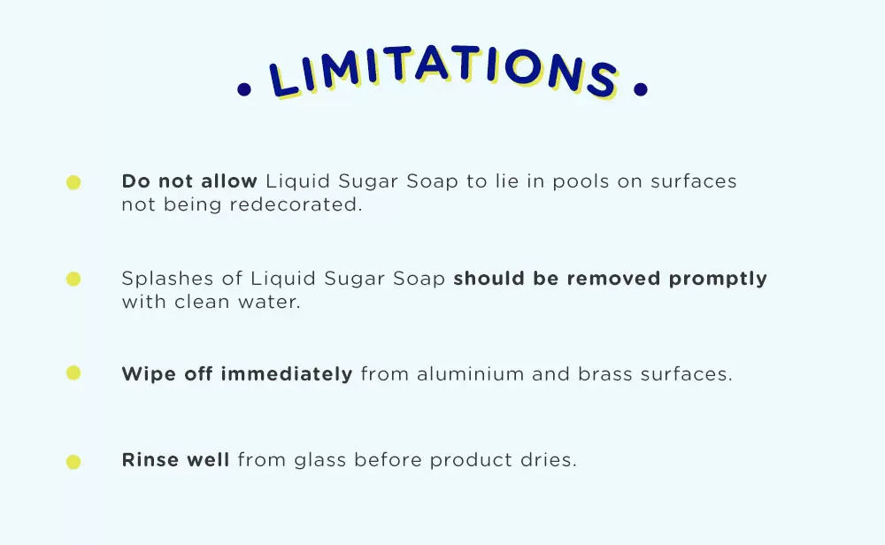 how to use selleys liquid sugar soap limitations