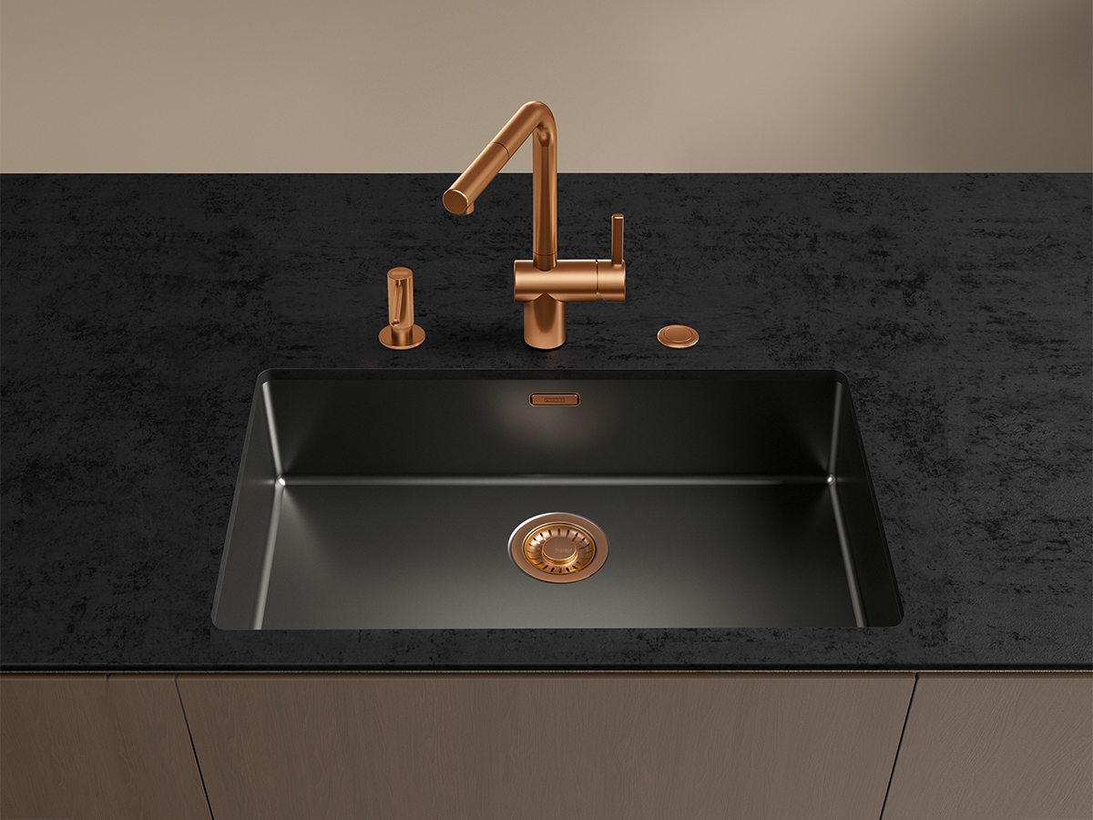 franke mythos masterpiece collection kitchen sink countertop built in metallic finish brass bronze gold faucet tap island