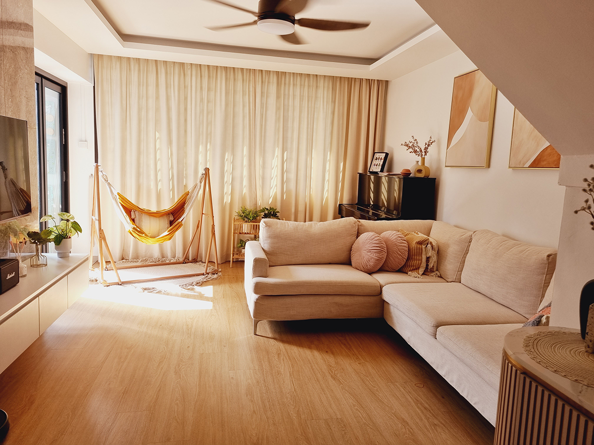teohomies resale hdb flat executive maisonette home renovation interior design house tour living room hammock airmocks