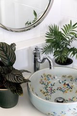 ourgreennook The Local INN.Terior 3 room bto flat interior design family home renovation retro eclectic vintage style bathroom patterned washbasin sink